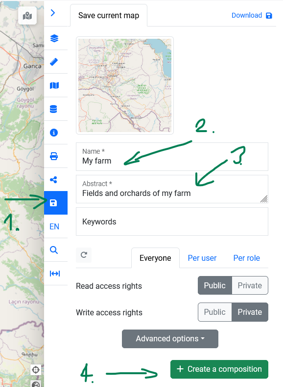 Save current map panel