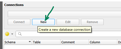 New database connection in QGIS