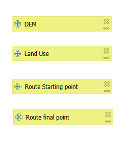 Model inputs of model in QGIS