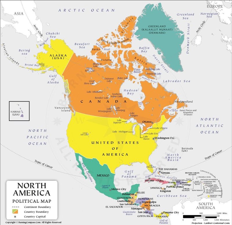 Political map of North America