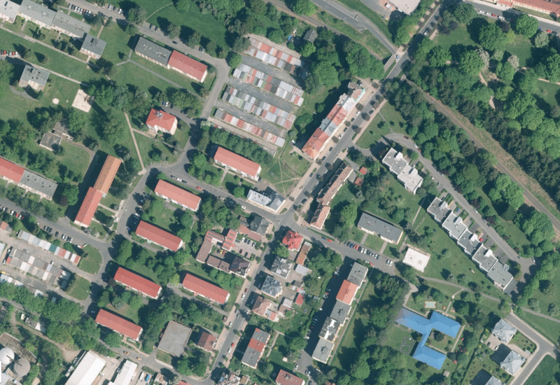 Orthophotomap of a town in Czechia