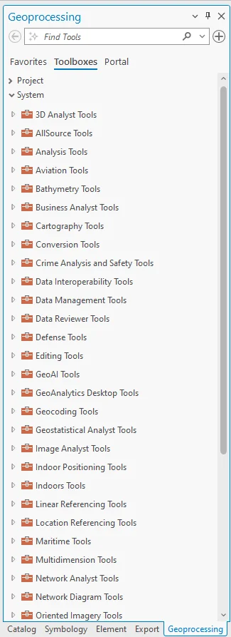 Geoprocessing panel in ArcGIS Pro